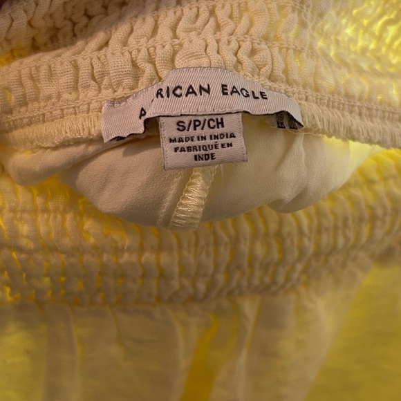 American Eagle NWT crochet skater linen blend smocked yellow skirt- size Small - Picture 7 of 8